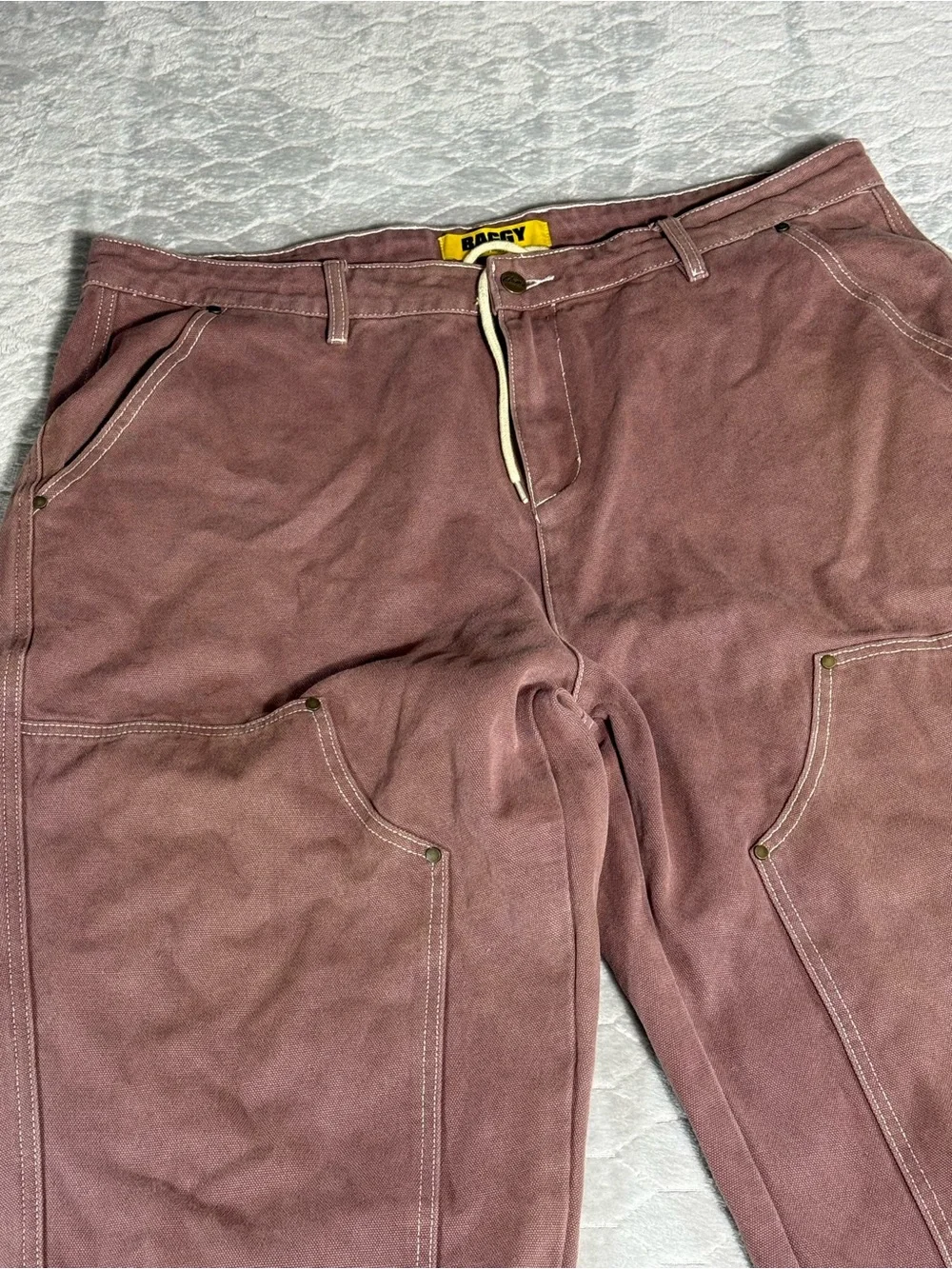 Butter Goods Baggy Double Knee Canvas Pants Brown Size 38 Skater Wide Leg